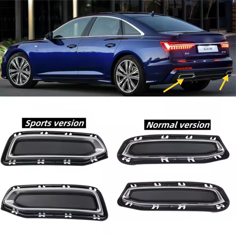 For Audi A6L C8 2019-2022 Car Rear Bumper Tailpipe Decorative Cover OE: 4KD807833A 4KD807834A