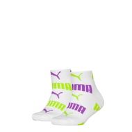 PUMA Kids Logo AOP Quarter- Stokin Suku Panjang Kanak-Kanak (2pcs) - Flat Toe Seam Soft Cotton Recyc