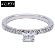 Tiffany Pt950 D0.26 D0.09 棱角分明方形切割真訂婚戒指 [二手]