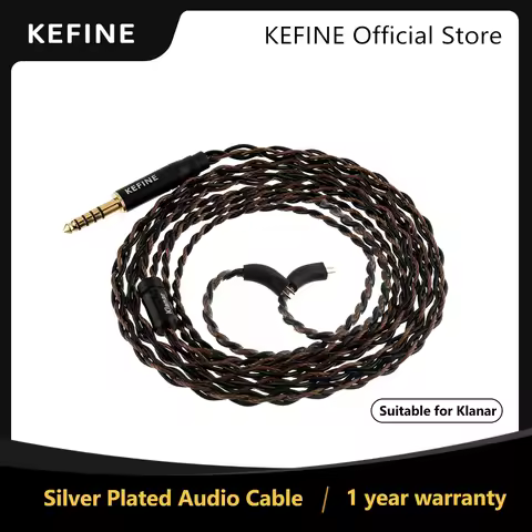 KEFINE Silver Plated 216 wires detachable cable for Klanar hifi wired earphone IEM 3.5mm SE and 4.4m