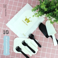 pinggan plastik pakai buang pinggan plastik Beg kertas pembakar pisau dan garpu untuk 5 pinggan mang