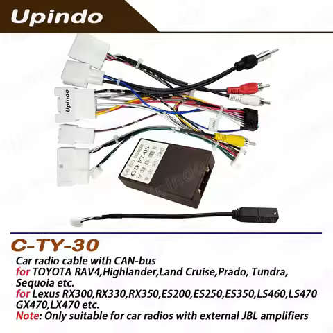 Android Radio Wiring Harness & Connector with CAN Bus for Toyota Land Cruiser RAV4 Highlander Camry 