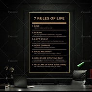 7 Rules of Life Inspirational Painting Poster Modern Motivational Print Art Canvas Wall Modular