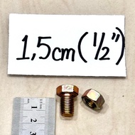 Length 1.5cm Bolt + YELLOW NUT (COMPLETE according to PHOTO) key 8 / 10 / 12 / 14 / 17 / length 1.5 