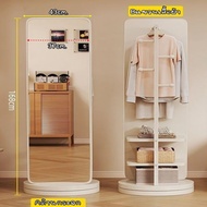 FiTกระจก  พร้อมชั้นวางของและราวแขวนเสื้อผ้า หมุนได้360 ํ ใช้งานได้ทั้ง2ด้าน  e998 e999