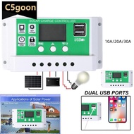 C5GOON 10A/20A/30A 12V 24V Solar Charge Controller Lithium Battery LCD Display PWM r Dual USB Solar 