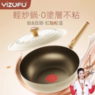 Yizhifu Hot Red Dot Non-Stick Pan Lightweight Wok Household Wok Universal Frying Pan Frying Pan Modern Geometric Shape Wear-Resistant Lightweight