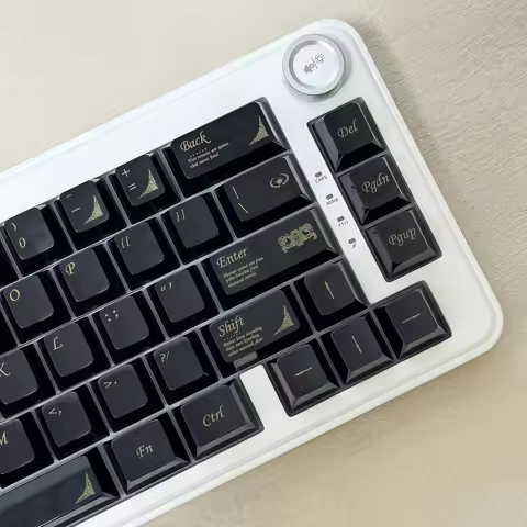 Black ceramic-like keycaps, small complete set, original factory heightPBTCustomizationDIYMechanical