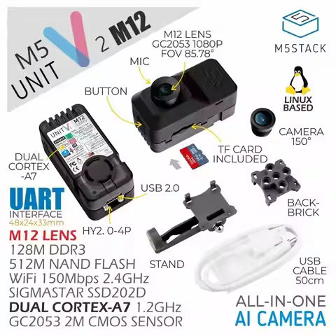 M5Stack Official M5Stack UnitV2 M12 Version with Cameras