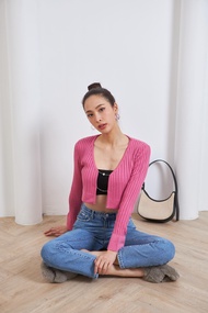 เสื้อไหมพรมคาดิแกน WM Charm Knitted Cardigan Bubble Gum Pink