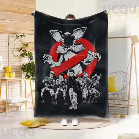 Monster World Ghostbusters Blanket Multiple Sizes 2D Print Young Warriors vs Monster Design Flannel 