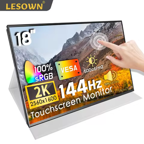 LESOWN 144Hz 2.5K Ultrawide USB C Touchscreen Monitor 18 inch Portable 2560x1200 100%sRGB Monitor Ex