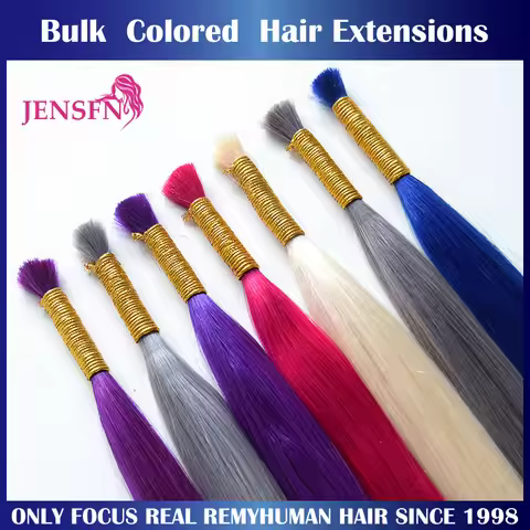JENSFN Bulk Color Hair Extensions Human Hair Straight 22" Inch 20g/Strand #613 60 Color Hair Salon S