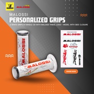 ปลอกแฮนด์ Malossi 2 WHITE GRIPS Ø HANDLE 30 WITH MALOSSI TRIBAL LOGO - MODEL WITH SIDE CLOSURE