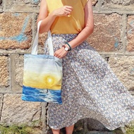 龍珠島日落 帆布袋 側背袋 Mstandforc 雙面印刷 含拉鍊內袋