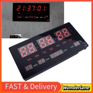 wonderlane LED Digital Clock Large Wall Hourly Chime Function Backlight Calendar Red