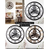Retro Decorative Silent Wall Clock Industrial Wall Art Decor Clocks silent Battery Operated Roman Numerals Antique Style