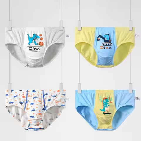 4PC Boys' underpants, cotton children's triangular shorts, babies' bottoms without pinching, corners