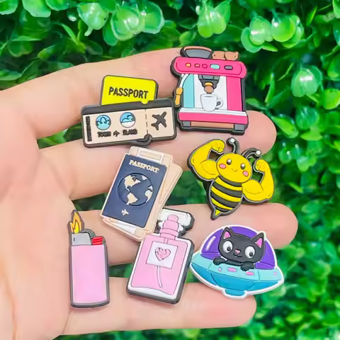 1-13Pcs Coffee Machine Perfume PVC Sandals Charms Accessories Bee Poker Chips Shoes Buckle Fit Man H