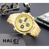 HALEI Watch Jam Tangan Pria Cowok Laki Laki Rantai Stainless Steel Terbaru Kekinian Tahan Air Waterp