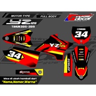 DECAL YAMAHA YZ 125/250 2015 - 2019 FULL BODY FREE CUSTOM STICKER YAMAHA YZ 125/250 FULLBODY