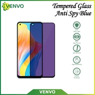 VENVO - Tempered Glass Anti Spy Blue Oppo R17 Pro A76 A36 A96 A91 A1K Reno 2F 2Z 3 4 5 5F 6 4G 5G 6.