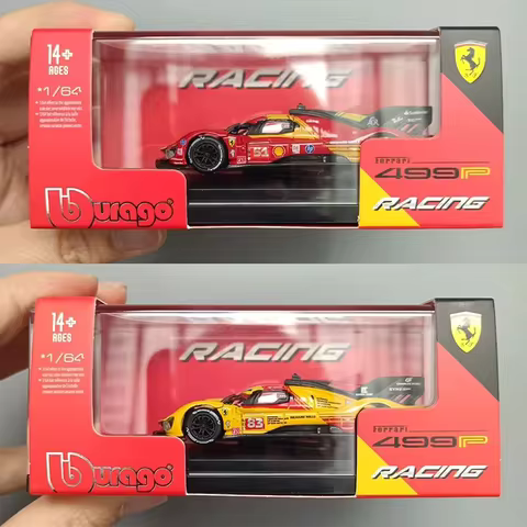 Bburago 1:64 Alloy Vehicle Die-Casting Car Model With Dust Cover 2025 Ferrari 499p Customized Toys G