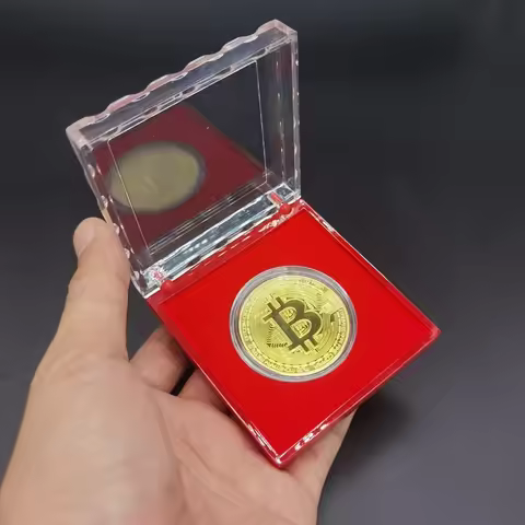 Commemorative Coin Gift Display Box Bitcoin Box Acrylic Square Case Cryptocurrency Metal Coin Home o