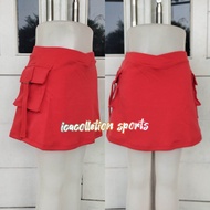 ROK SENAM KANTONG SAMPING ROK OLAHRAGA WANITA ROK MINI HITAM MERAH. PUTIH