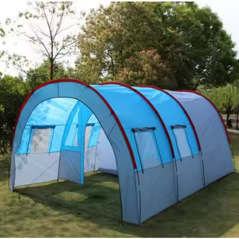 Two Bedrooms Customized Luxury Family Tent Outdoor 6-8 People Tunnel Camping Tent