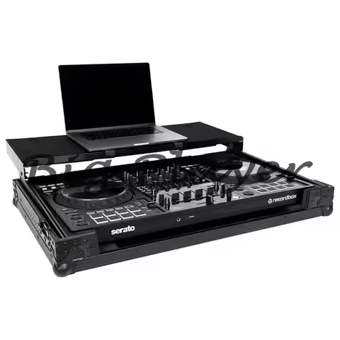 DDJ-FLX10 With Laptop Platform & Wheels Flight Case Black DJ Flight Case