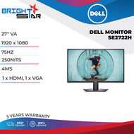 MONITOR DELL 27" SE2722H / 27" / 1920 x 1080 / VA / 75HZ / 250NITS / 4MS / 1 x HDMI, 1 x VGA / 3Y ON