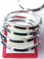 กำไลนิลแท้ กำไลเงินแท้ 925 ขนาด 5 มิล ชุบทองคำขาวแท้ นิลแท้กาญจนบุรี