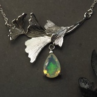 925銀銀杏蛋白石項鍊