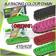 AJI RACING COLOUR CHAIN (ORING) HEAVY DUTY 415 - 132L 428 - 132L RANTAI MOTORSIKAL WARNA PINK GREEN 