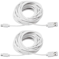Smays 2-Pack 25ft USB to Micro USB Extension Power Cable Compatible for Wyze Cam, Oculus Go, Yi Home