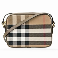 【門市全新現貨】BURBERRY 經典格紋帆布拚皮革相機包斜背包 (附原廠防塵袋)