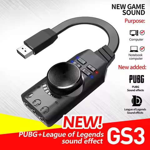 GS3 7.1 Channel Sound Card Converter Adapter External USB Audio Headset Audio Jack Cable Adapter Swi