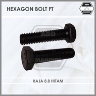 Black Steel 8.8 Hexagon Bolt M30 X 60 (Black Hex Bolt) M30x60 / 30x60 HTB Steel Bolt/ 30 x 60 FT