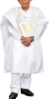 HD Kids African Clothing Embroidery Dashiki Outfit 3 Pieces Agbada Robe for Boy