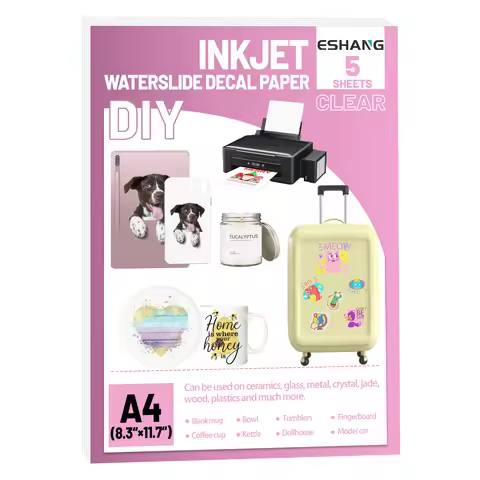5 Sheets Waterslide Decal Paper Inkjet Clear Printable A4(8.3x11.7 Inches) Size Transparent Water Sl