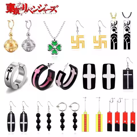 Anime Tokyo Revengers Pendant Necklace Draken Kazutora Cosplay Keychain Key Ring Pins for Fans Earri