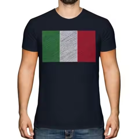 Italy Doodle Flag Men's T-Shirt Top Gift Italy Italian