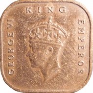1943 Malaya King George 1 cent coin