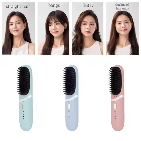 Negative Ion Heating Straightening Comb Long Lasting Lightweight Charging Straight Hair Comb 3 Level