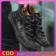 SAGYRITE Big Size 38-48 Men Genuine Leather Boots Casual Shoes for Men Outdoor Sneakers Hiking Shoes for Men