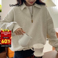 Lovito Casual Plain Zipper Spring And Summer Sweatshirt For Women L102ad477