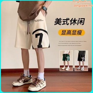 【Plus Size M-8XL Shorts】Korean Trendy Letter Number 7 Print Shorts Couple Unisex Strap Drawstring Ca