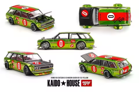 Kaido House x MINI GT 1:64 510 Datsun Wagon Og Flo Yellow / Skyline2000 (KPGC10) Kaido Street V2 yel