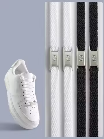Classics Black White Flat Shoe Laces and Shoe Decoration Suit Sneaker Shoelace for AF1 Metal Buckle 